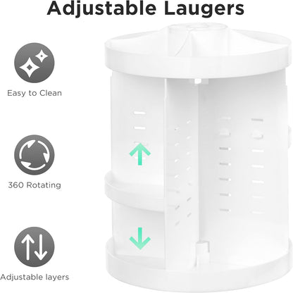 360 Rotating Makeup Organizer Adjustable Carousel Large Capacity Revolving Perfume Organizer Skincare Organizers Cosmetic Storage Spinning Holder for Vanity, Black