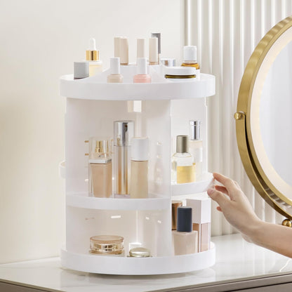 360 Rotating Makeup Organizer Adjustable Carousel Large Capacity Revolving Perfume Organizer Skincare Organizers Cosmetic Storage Spinning Holder for Vanity, Black