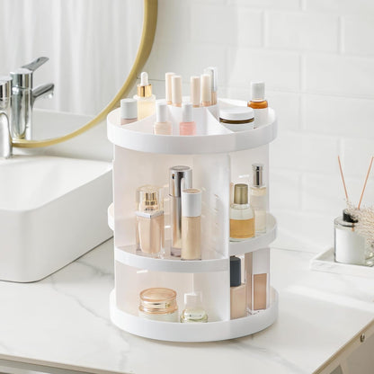 360 Rotating Makeup Organizer Adjustable Carousel Large Capacity Revolving Perfume Organizer Skincare Organizers Cosmetic Storage Spinning Holder for Vanity, Black