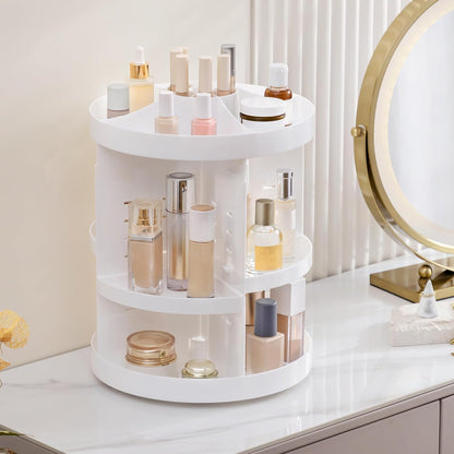 360 Rotating Makeup Organizer Adjustable Carousel Large Capacity Revolving Perfume Organizer Skincare Organizers Cosmetic Storage Spinning Holder for Vanity, Black
