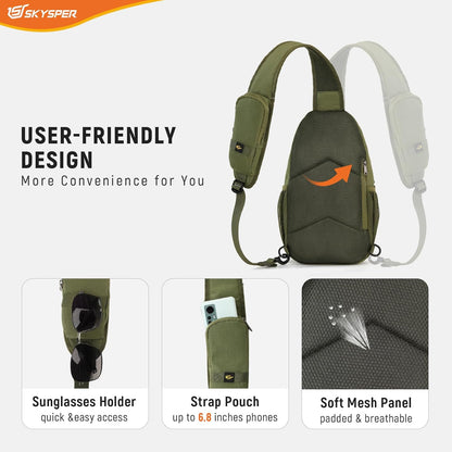 Sling Bag RFID Cross Body Bag Recycled Crossbody Backpack Travel Daypack