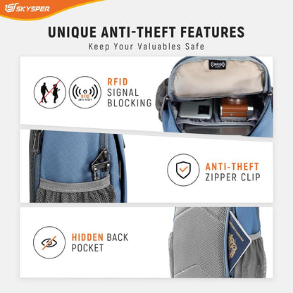 Sling Bag RFID Cross Body Bag Recycled Crossbody Backpack Travel Daypack