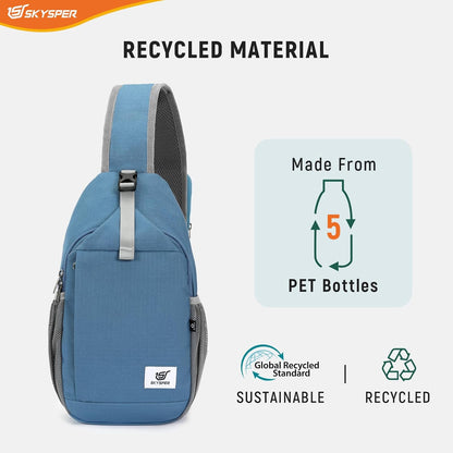 Sling Bag RFID Cross Body Bag Recycled Crossbody Backpack Travel Daypack