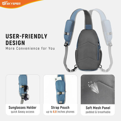 Sling Bag RFID Cross Body Bag Recycled Crossbody Backpack Travel Daypack
