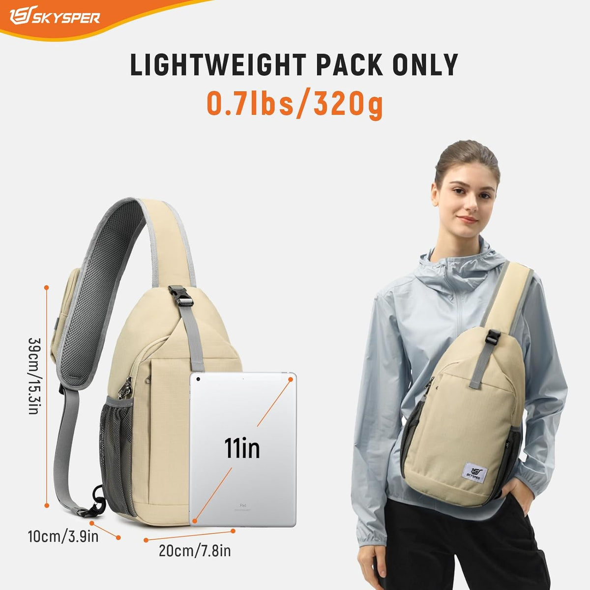 Sling Bag RFID Cross Body Bag Recycled Crossbody Backpack Travel Daypack