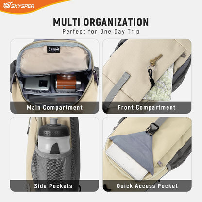 Sling Bag RFID Cross Body Bag Recycled Crossbody Backpack Travel Daypack