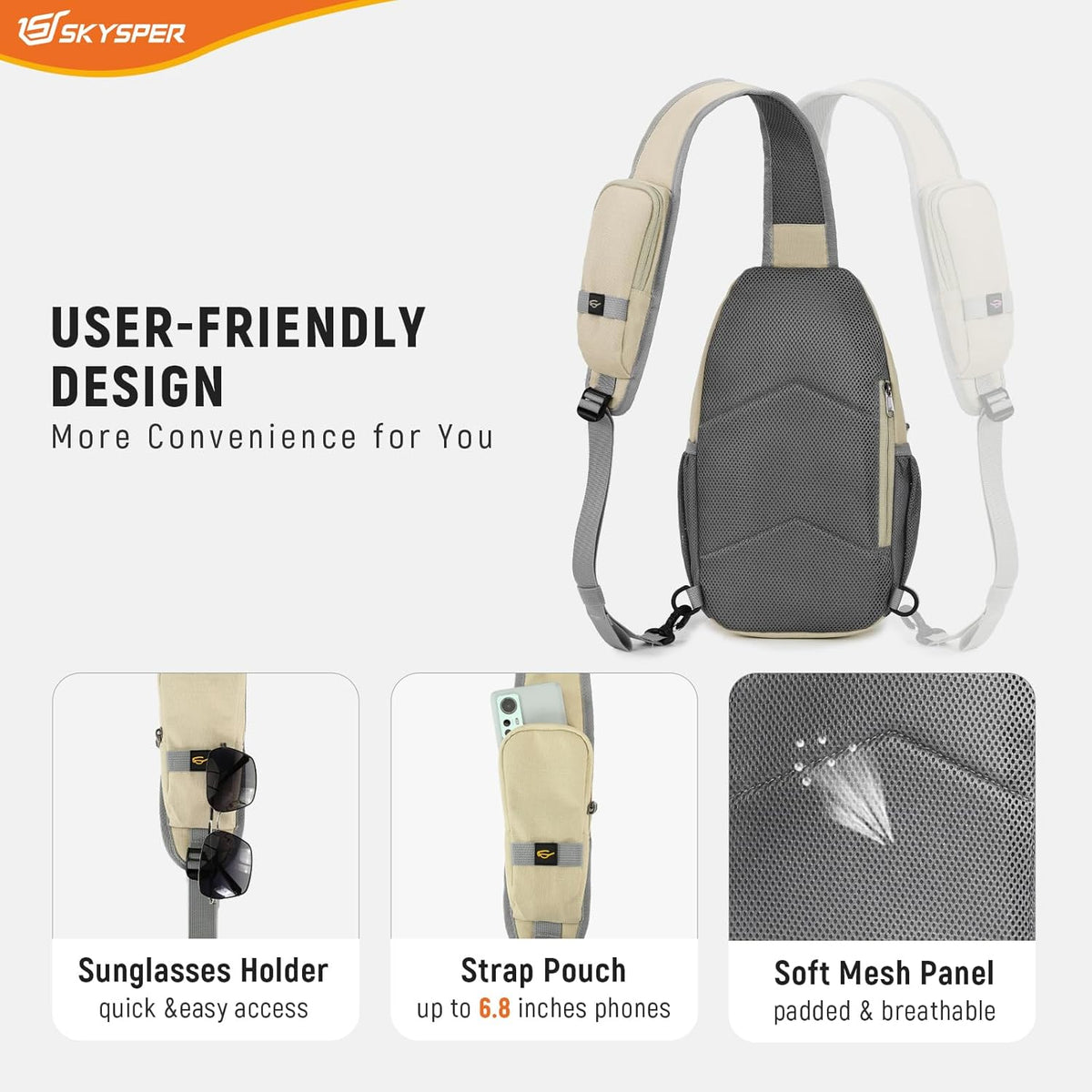 Sling Bag RFID Cross Body Bag Recycled Crossbody Backpack Travel Daypack