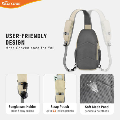 Sling Bag RFID Cross Body Bag Recycled Crossbody Backpack Travel Daypack