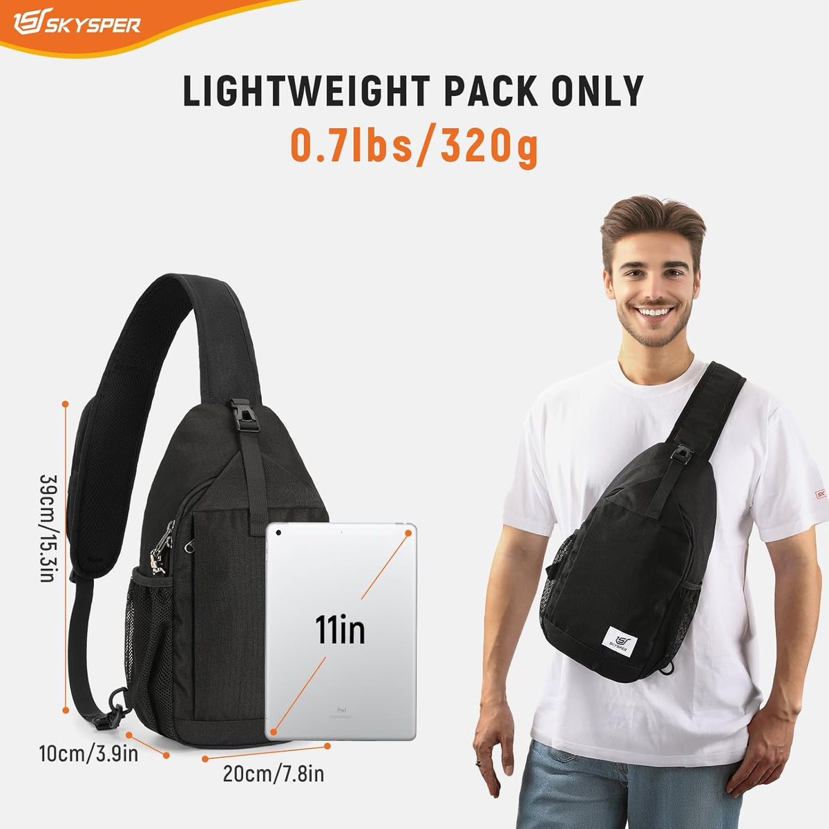 Sling Bag RFID Cross Body Bag Recycled Crossbody Backpack Travel Daypack