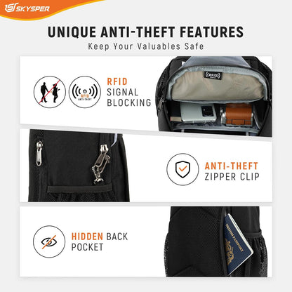 Sling Bag RFID Cross Body Bag Recycled Crossbody Backpack Travel Daypack