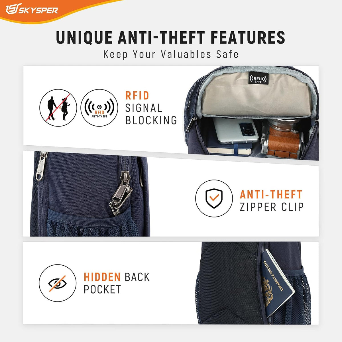 Sling Bag RFID Cross Body Bag Recycled Crossbody Backpack Travel Daypack