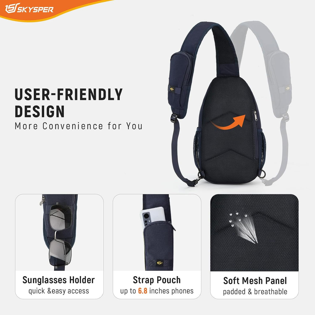 Sling Bag RFID Cross Body Bag Recycled Crossbody Backpack Travel Daypack