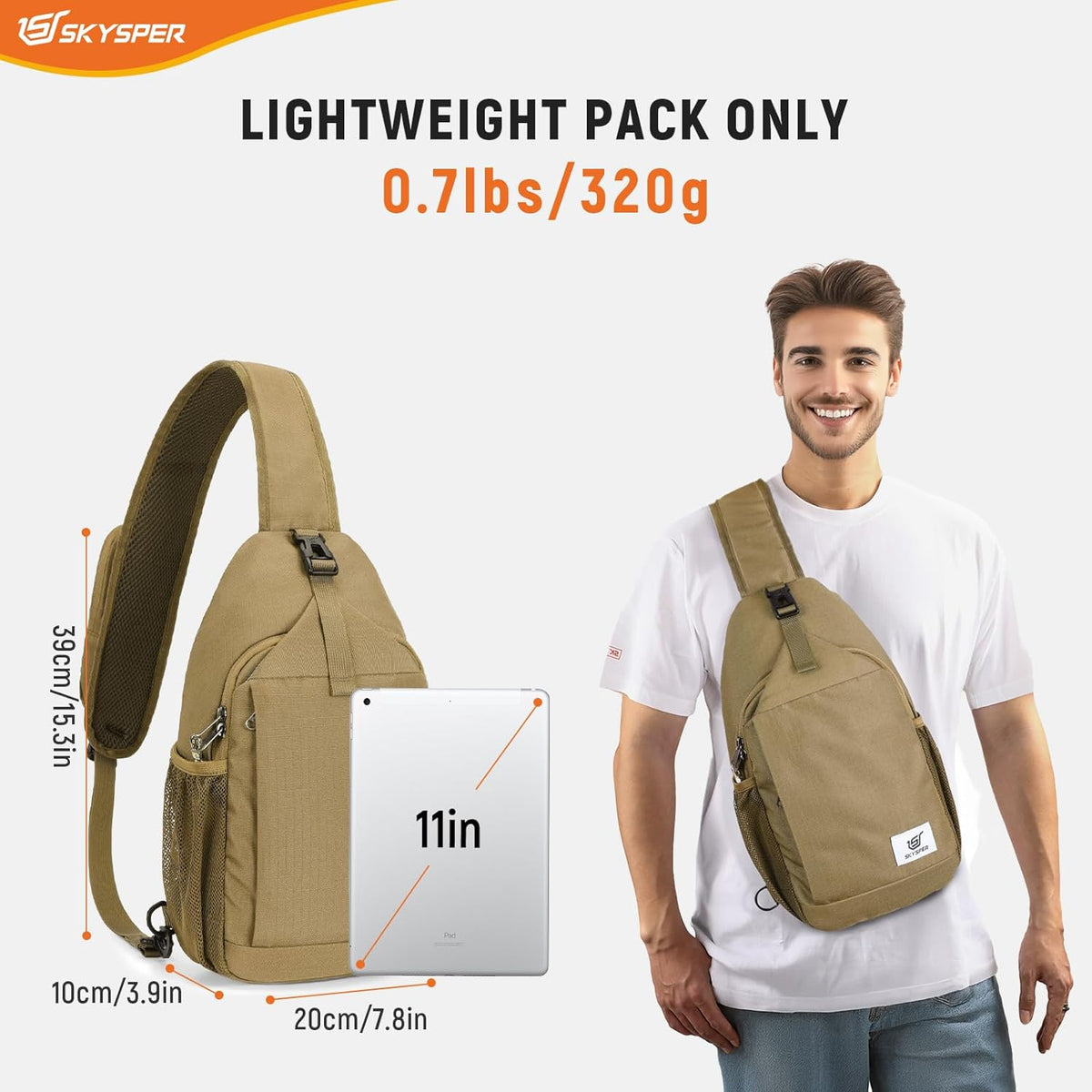 Sling Bag RFID Cross Body Bag Recycled Crossbody Backpack Travel Daypack