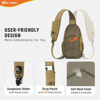 Sling Bag RFID Cross Body Bag Recycled Crossbody Backpack Travel Daypack