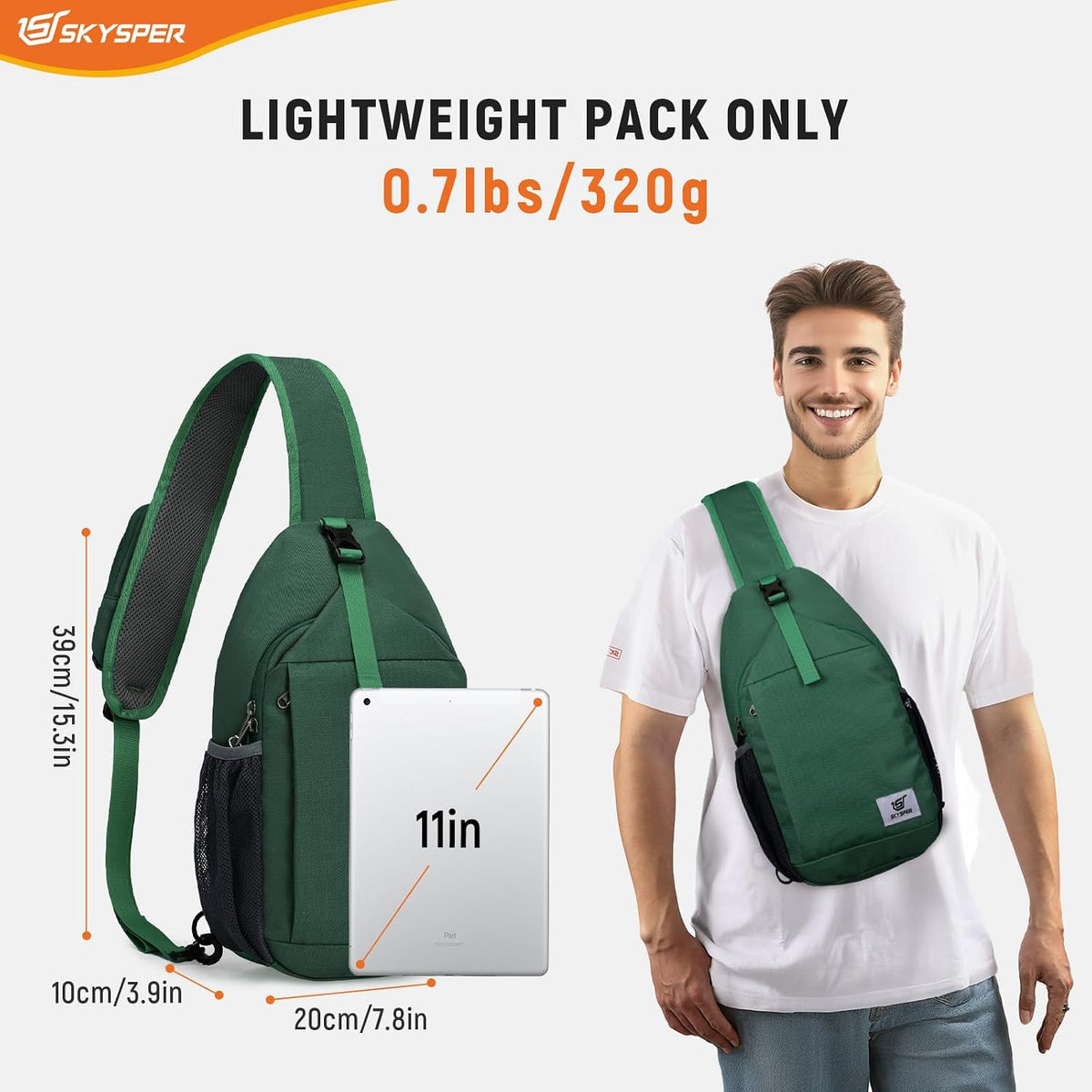 Sling Bag RFID Cross Body Bag Recycled Crossbody Backpack Travel Daypack