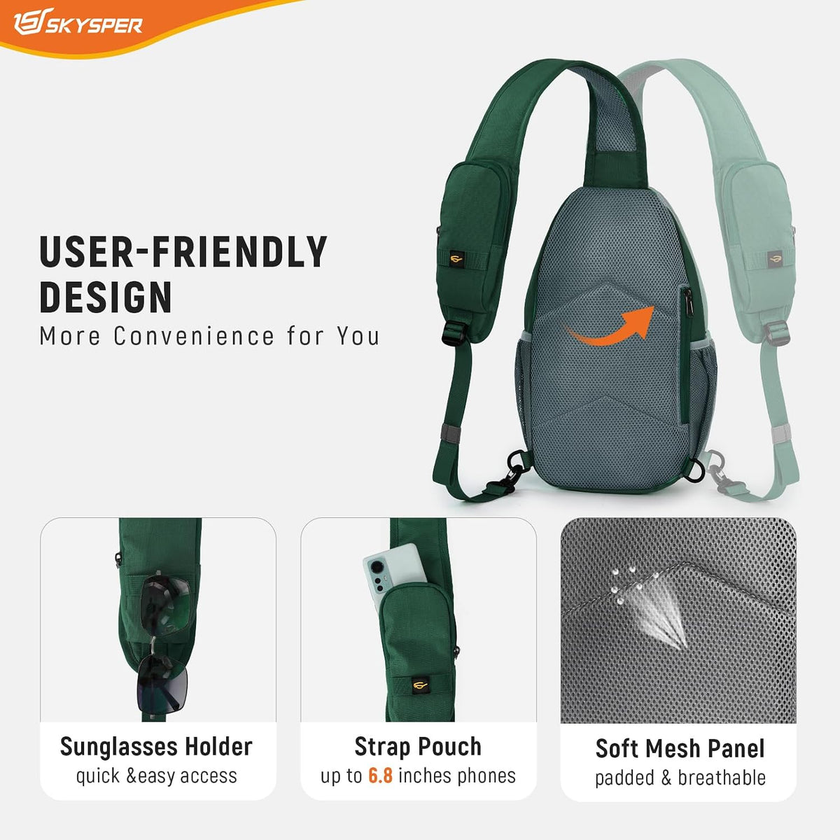 Sling Bag RFID Cross Body Bag Recycled Crossbody Backpack Travel Daypack