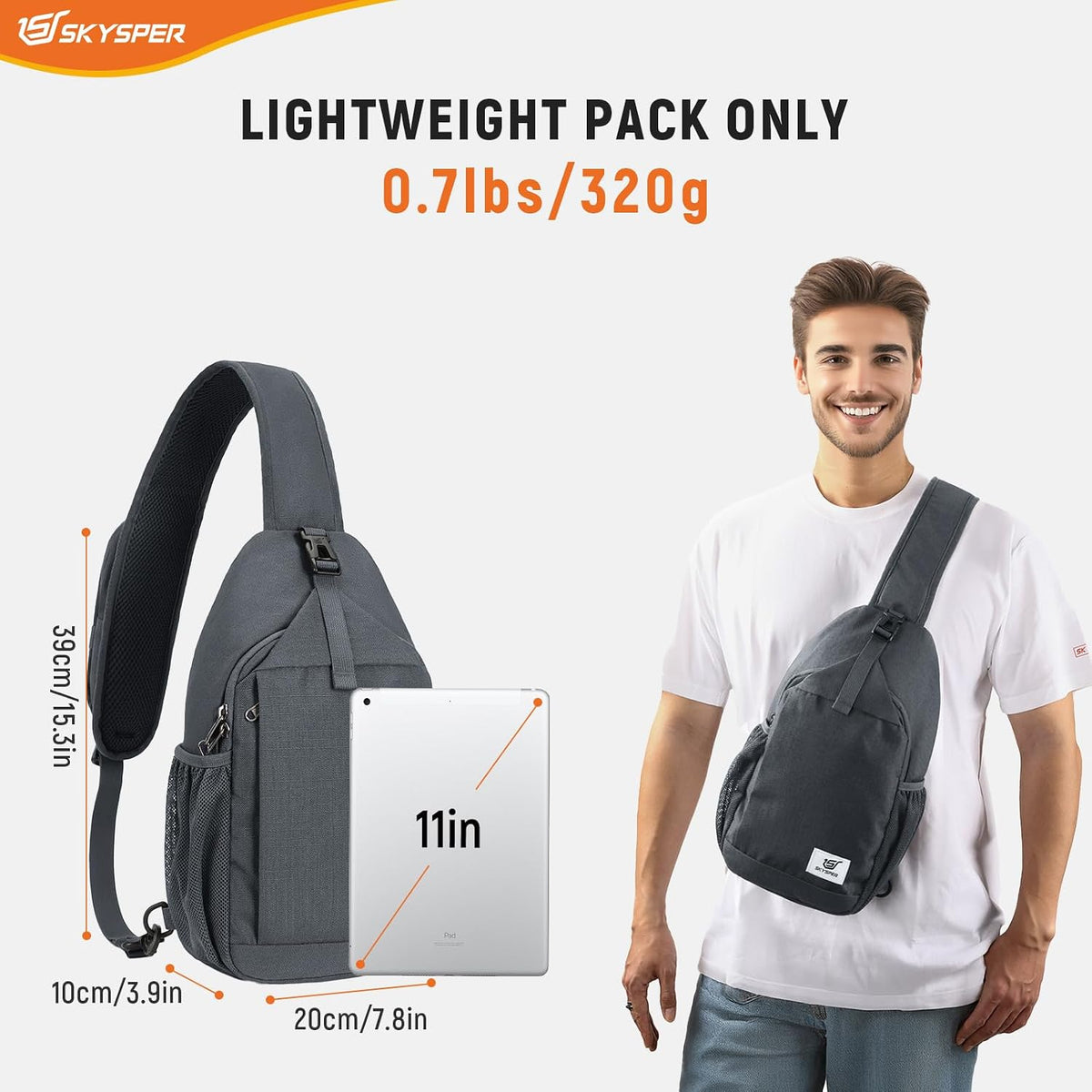 Sling Bag RFID Cross Body Bag Recycled Crossbody Backpack Travel Daypack