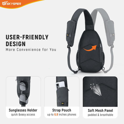 Sling Bag RFID Cross Body Bag Recycled Crossbody Backpack Travel Daypack