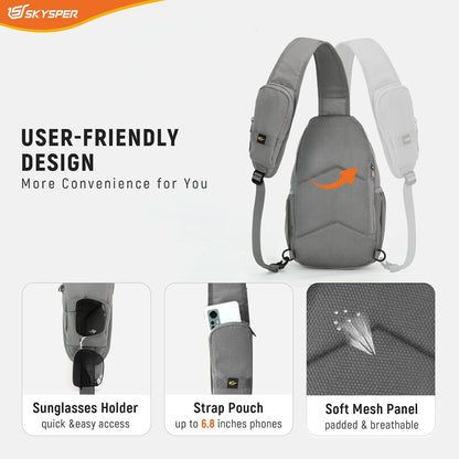 Sling Bag RFID Cross Body Bag Recycled Crossbody Backpack Travel Daypack