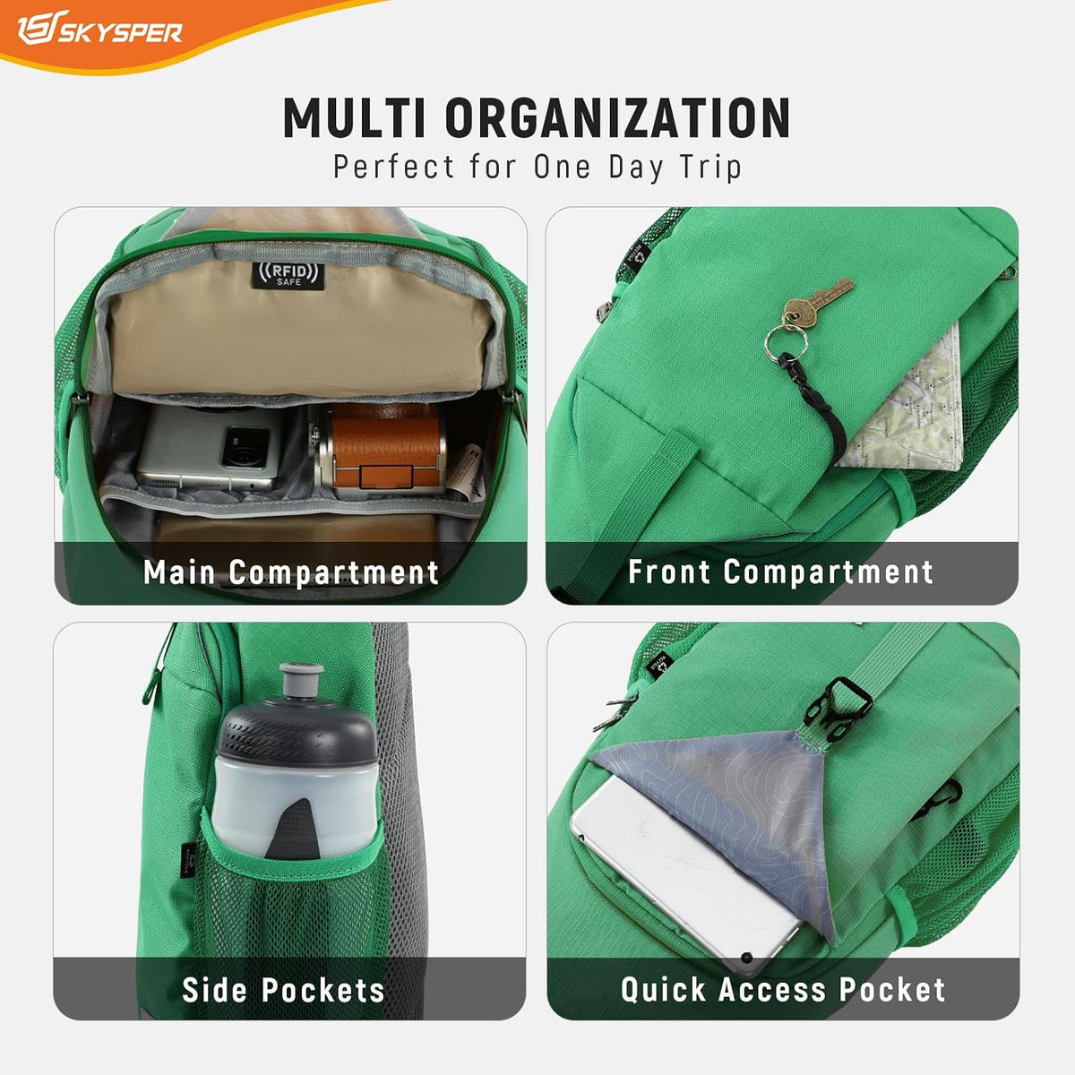 Sling Bag RFID Cross Body Bag Recycled Crossbody Backpack Travel Daypack