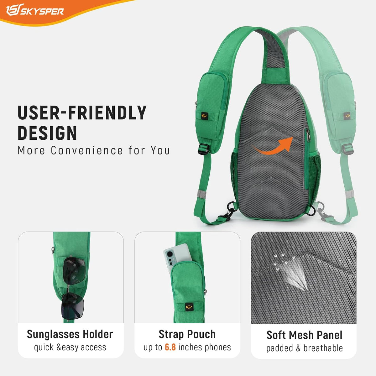 Sling Bag RFID Cross Body Bag Recycled Crossbody Backpack Travel Daypack
