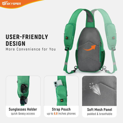 Sling Bag RFID Cross Body Bag Recycled Crossbody Backpack Travel Daypack
