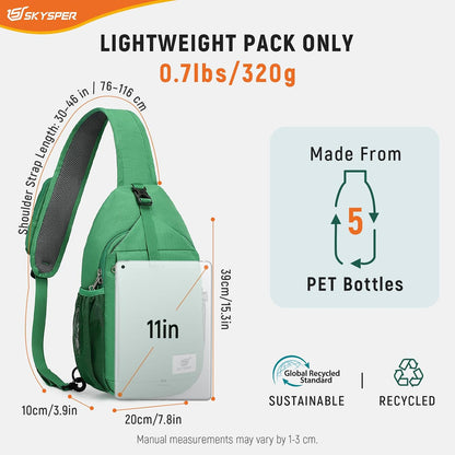 Sling Bag RFID Cross Body Bag Recycled Crossbody Backpack Travel Daypack