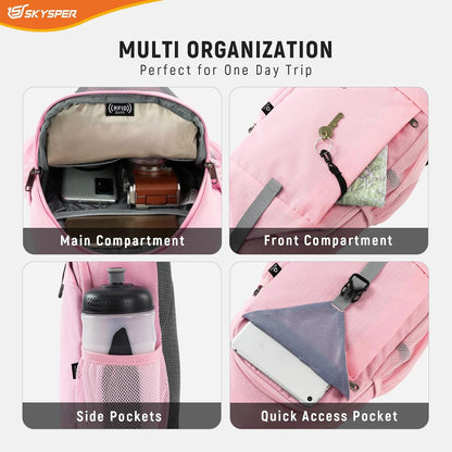 Sling Bag RFID Cross Body Bag Recycled Crossbody Backpack Travel Daypack