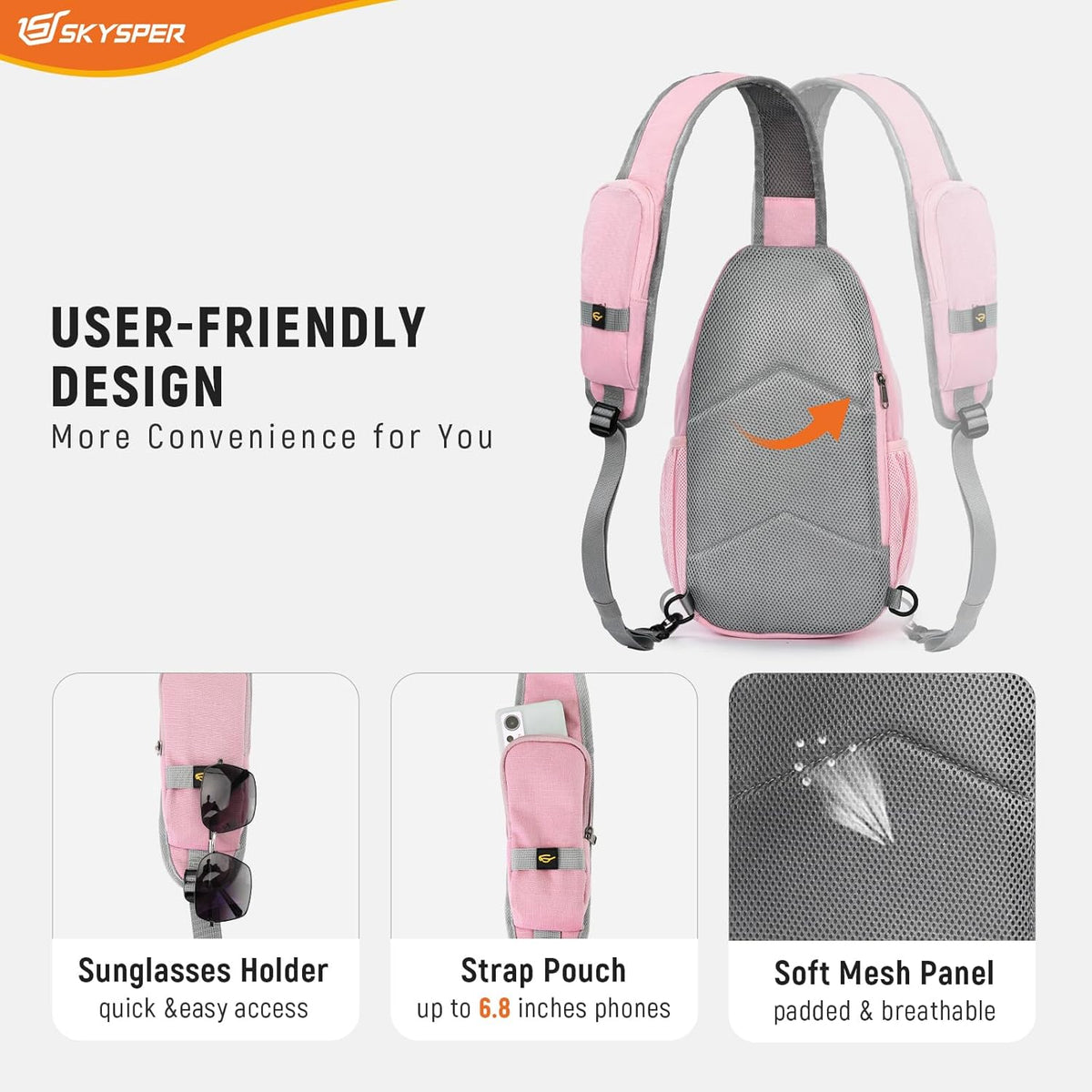 Sling Bag RFID Cross Body Bag Recycled Crossbody Backpack Travel Daypack