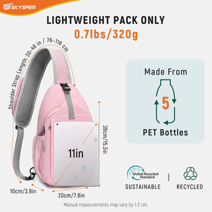Sling Bag RFID Cross Body Bag Recycled Crossbody Backpack Travel Daypack