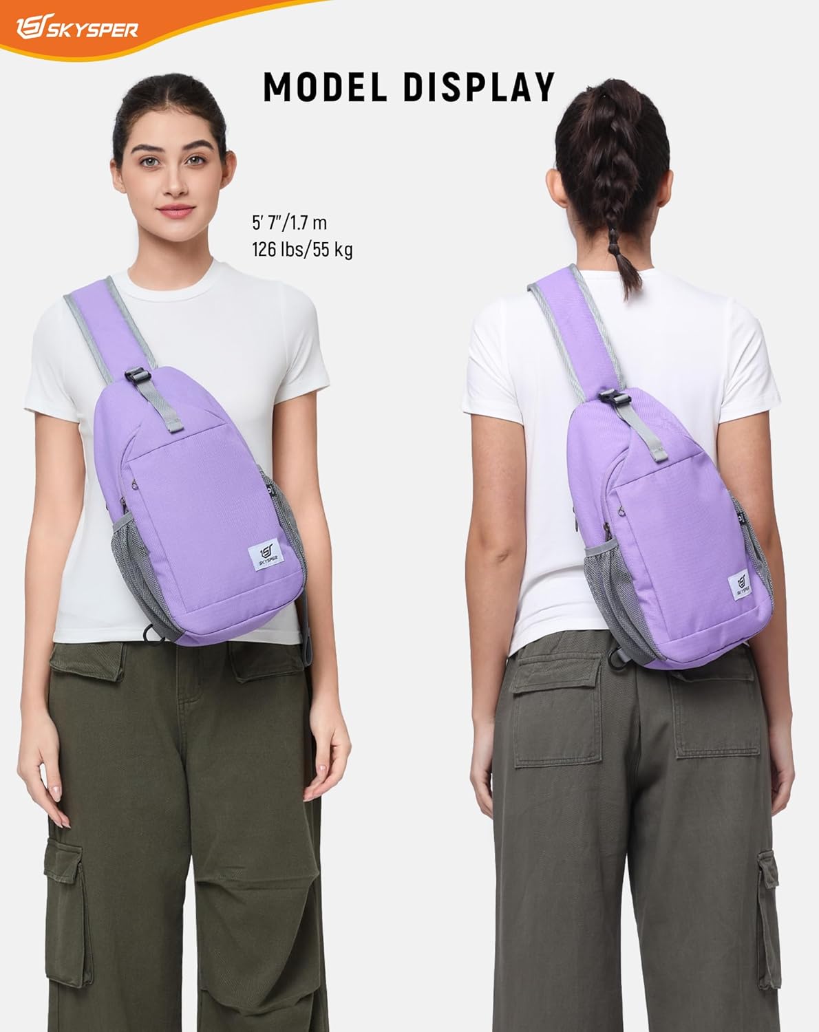 Sling Bag RFID Cross Body Bag Recycled Crossbody Backpack Travel Daypack