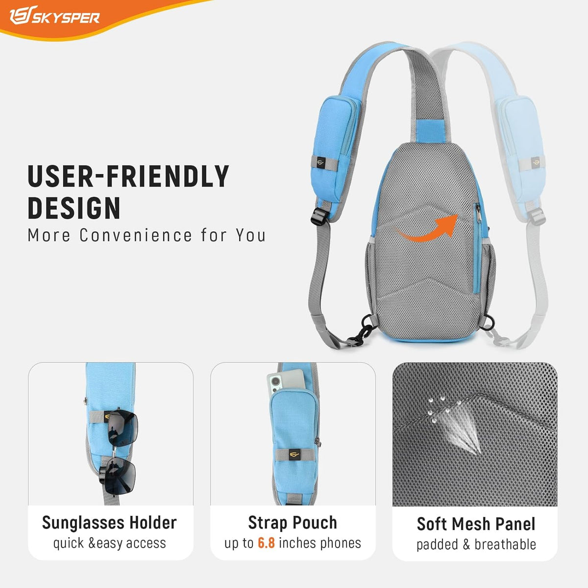 Sling Bag RFID Cross Body Bag Recycled Crossbody Backpack Travel Daypack