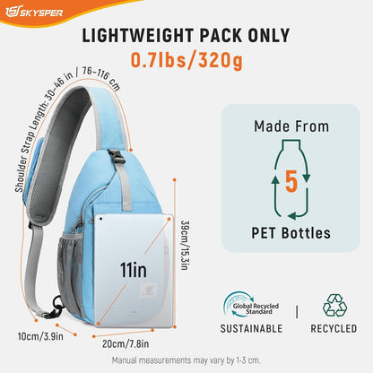 Sling Bag RFID Cross Body Bag Recycled Crossbody Backpack Travel Daypack