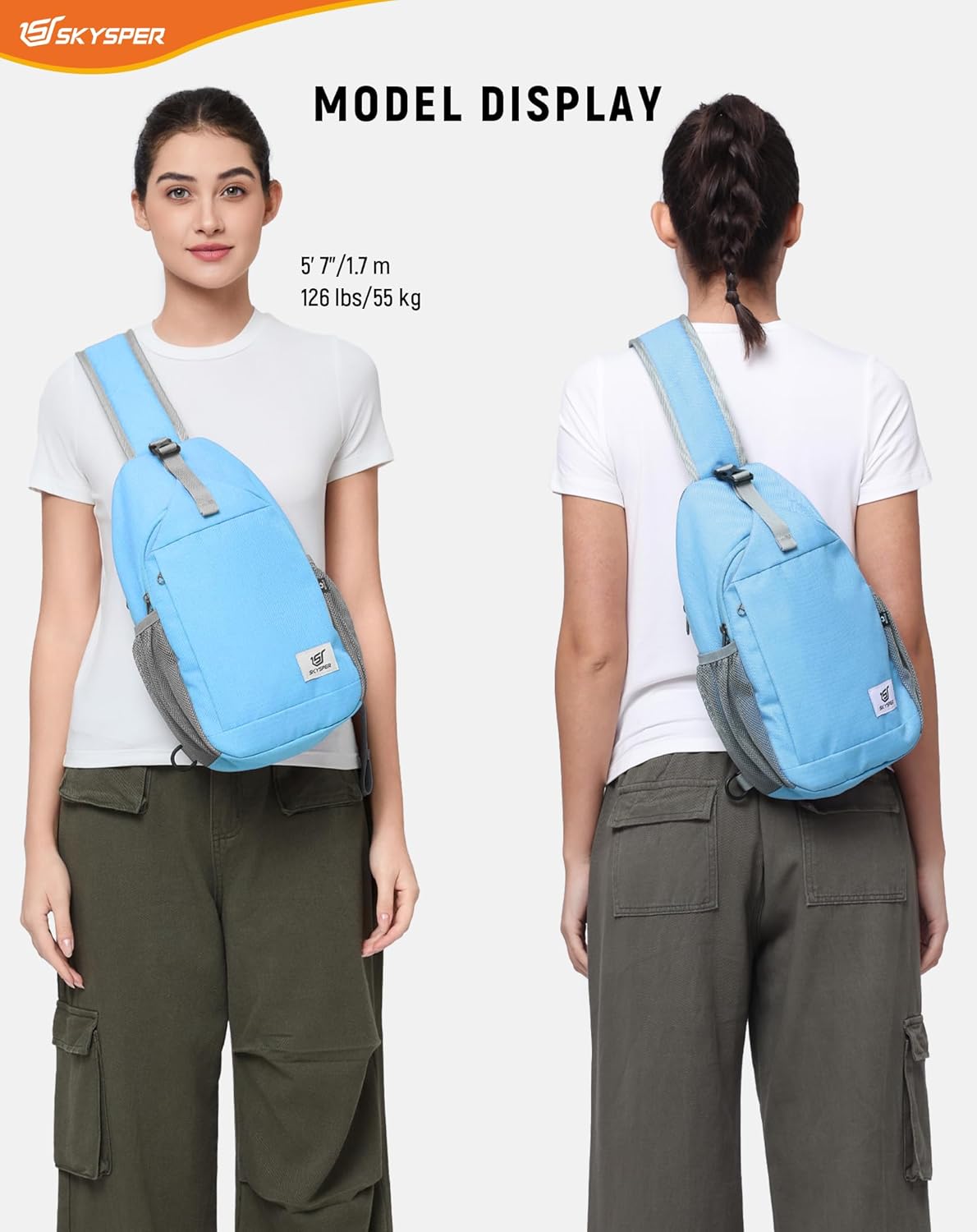 Sling Bag RFID Cross Body Bag Recycled Crossbody Backpack Travel Daypack