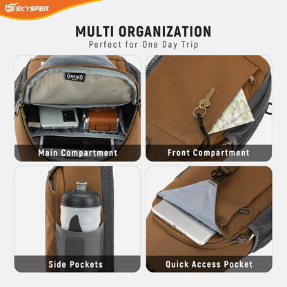 Sling Bag RFID Cross Body Bag Recycled Crossbody Backpack Travel Daypack
