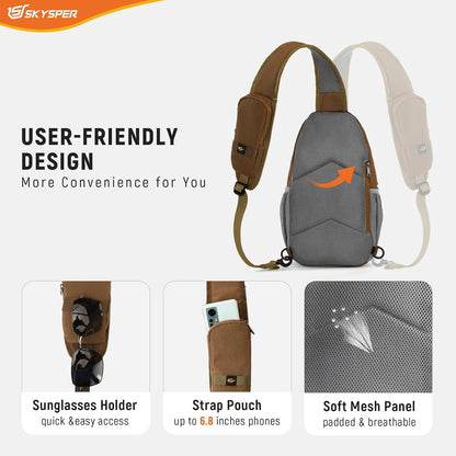 Sling Bag RFID Cross Body Bag Recycled Crossbody Backpack Travel Daypack