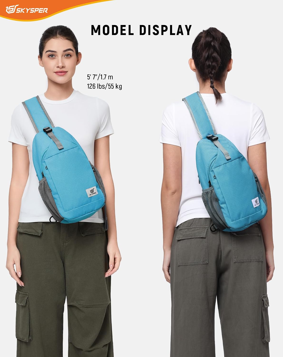 Sling Bag RFID Cross Body Bag Recycled Crossbody Backpack Travel Daypack