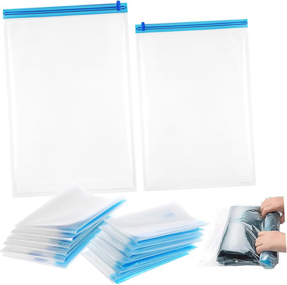 12pcs Vacuum Travel Compression Bags Space Saver Storage for Clothes and Travel Essentials Easy Roll-up Design