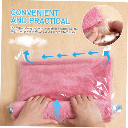 12pcs Vacuum Travel Compression Bags Space Saver Storage for Clothes and Travel Essentials Easy Roll-up Design