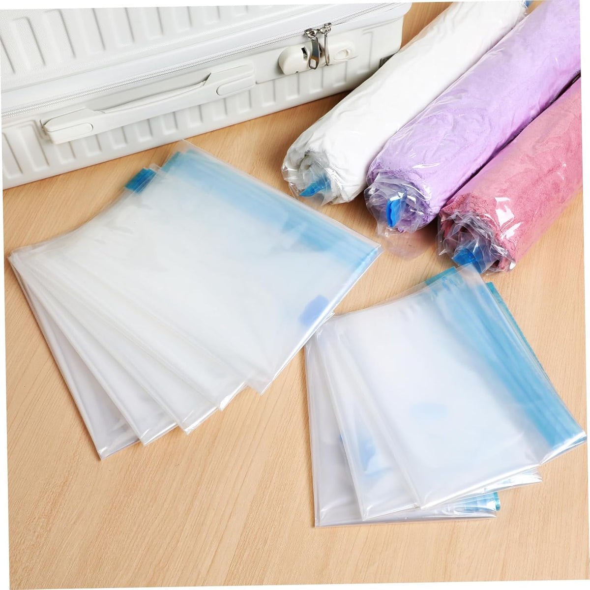 12pcs Vacuum Travel Compression Bags Space Saver Storage for Clothes and Travel Essentials Easy Roll-up Design