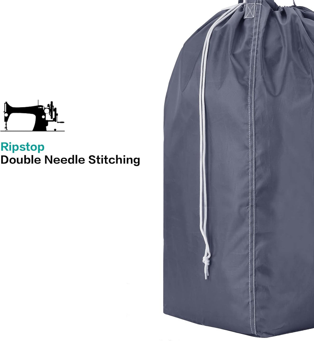 2 Pack Wash Me Travel Laundry Bag with Handles, Square Base Can Carry Up to 3 Loads of Clothes, Dirty Garments Storage with Drawstring Closure,Light Blue and Grey