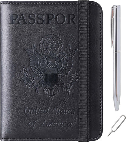 Passport Holder for Travel Essentials, Passport Cover, Rfid Blocking Wallet | Travel Wallet, Leather, Passport Case, Travel Accessories, Vacation Luggage Must Haves, for Men Women
