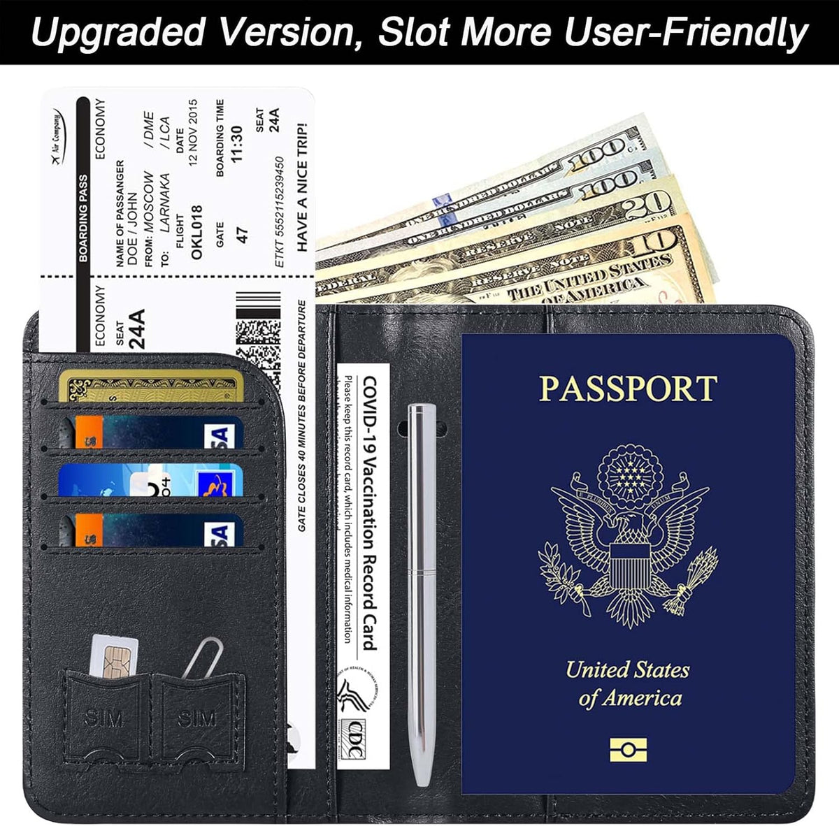 Passport Holder for Travel Essentials, Passport Cover, Rfid Blocking Wallet | Travel Wallet, Leather, Passport Case, Travel Accessories, Vacation Luggage Must Haves, for Men Women