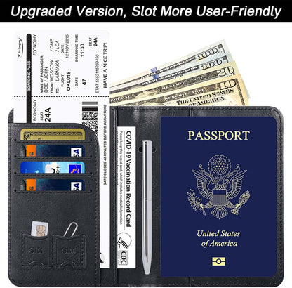 Passport Holder for Travel Essentials, Passport Cover, Rfid Blocking Wallet | Travel Wallet, Leather, Passport Case, Travel Accessories, Vacation Luggage Must Haves, for Men Women