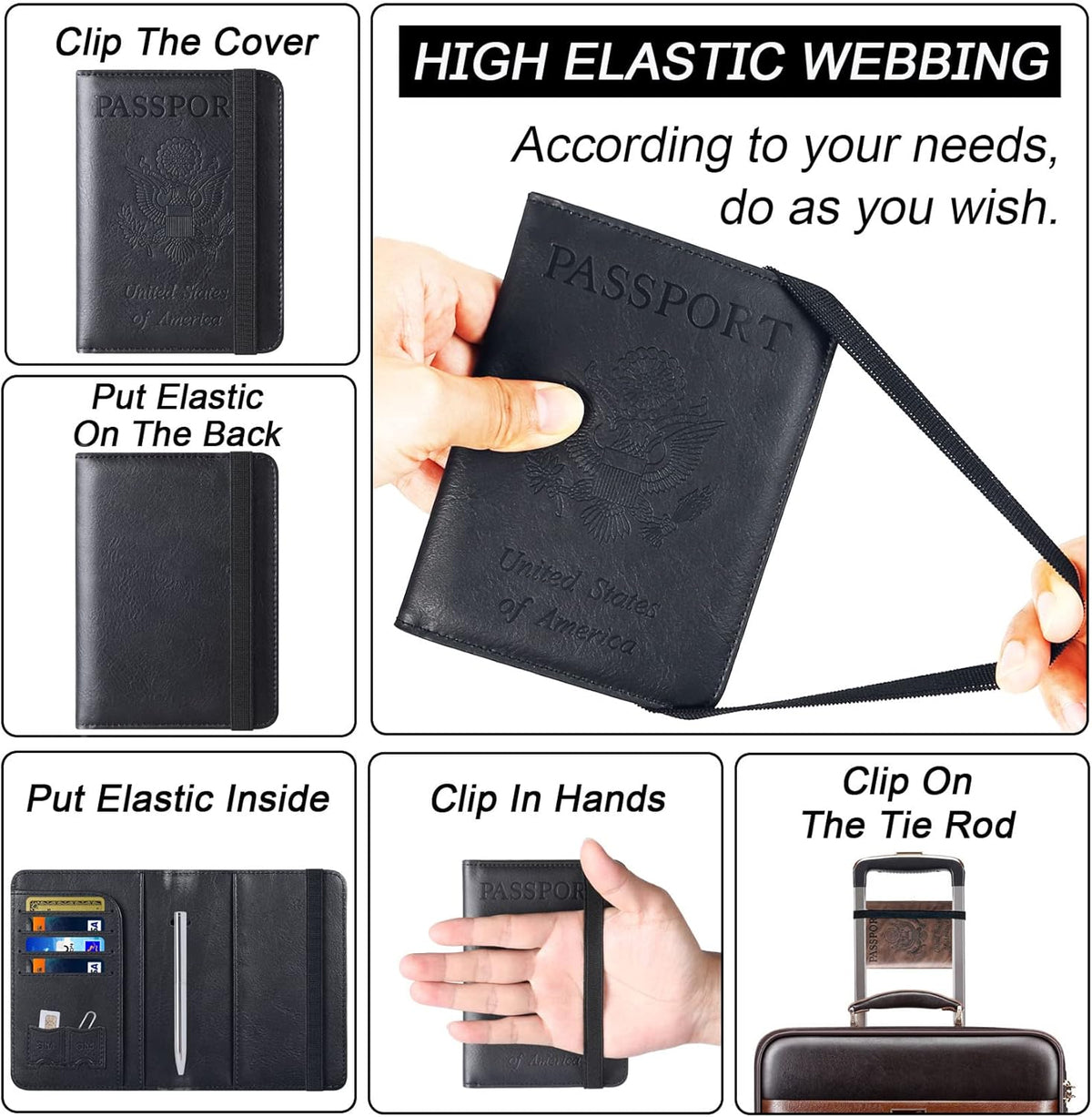Passport Holder for Travel Essentials, Passport Cover, Rfid Blocking Wallet | Travel Wallet, Leather, Passport Case, Travel Accessories, Vacation Luggage Must Haves, for Men Women