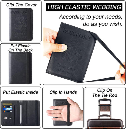 Passport Holder for Travel Essentials, Passport Cover, Rfid Blocking Wallet | Travel Wallet, Leather, Passport Case, Travel Accessories, Vacation Luggage Must Haves, for Men Women