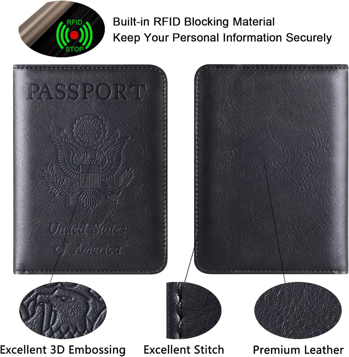 Passport Holder for Travel Essentials, Passport Cover, Rfid Blocking Wallet | Travel Wallet, Leather, Passport Case, Travel Accessories, Vacation Luggage Must Haves, for Men Women