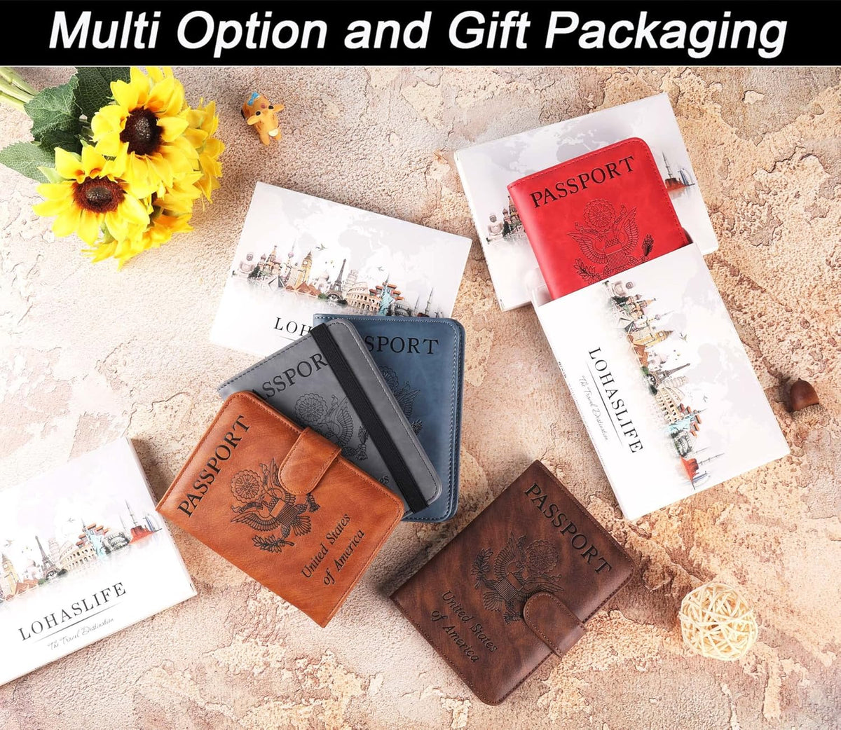 Passport Holder for Travel Essentials, Passport Cover, Rfid Blocking Wallet | Travel Wallet, Leather, Passport Case, Travel Accessories, Vacation Luggage Must Haves, for Men Women