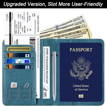 Passport Holder for Travel Essentials, Passport Cover, Rfid Blocking Wallet | Travel Wallet, Leather, Passport Case, Travel Accessories, Vacation Luggage Must Haves, for Men Women