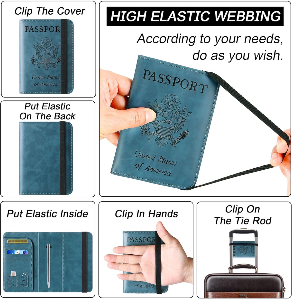 Passport Holder for Travel Essentials, Passport Cover, Rfid Blocking Wallet | Travel Wallet, Leather, Passport Case, Travel Accessories, Vacation Luggage Must Haves, for Men Women